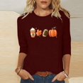 thumbnail image 2 of KIHOUT Hauts en Liquidation, Chemises à Manches 3/4 pour Femmes Blouse Imprimée Graphique d'Automne Col Rond T-shirts Décontractés Amples Chandails en Molleton Blouse, 2 of 4