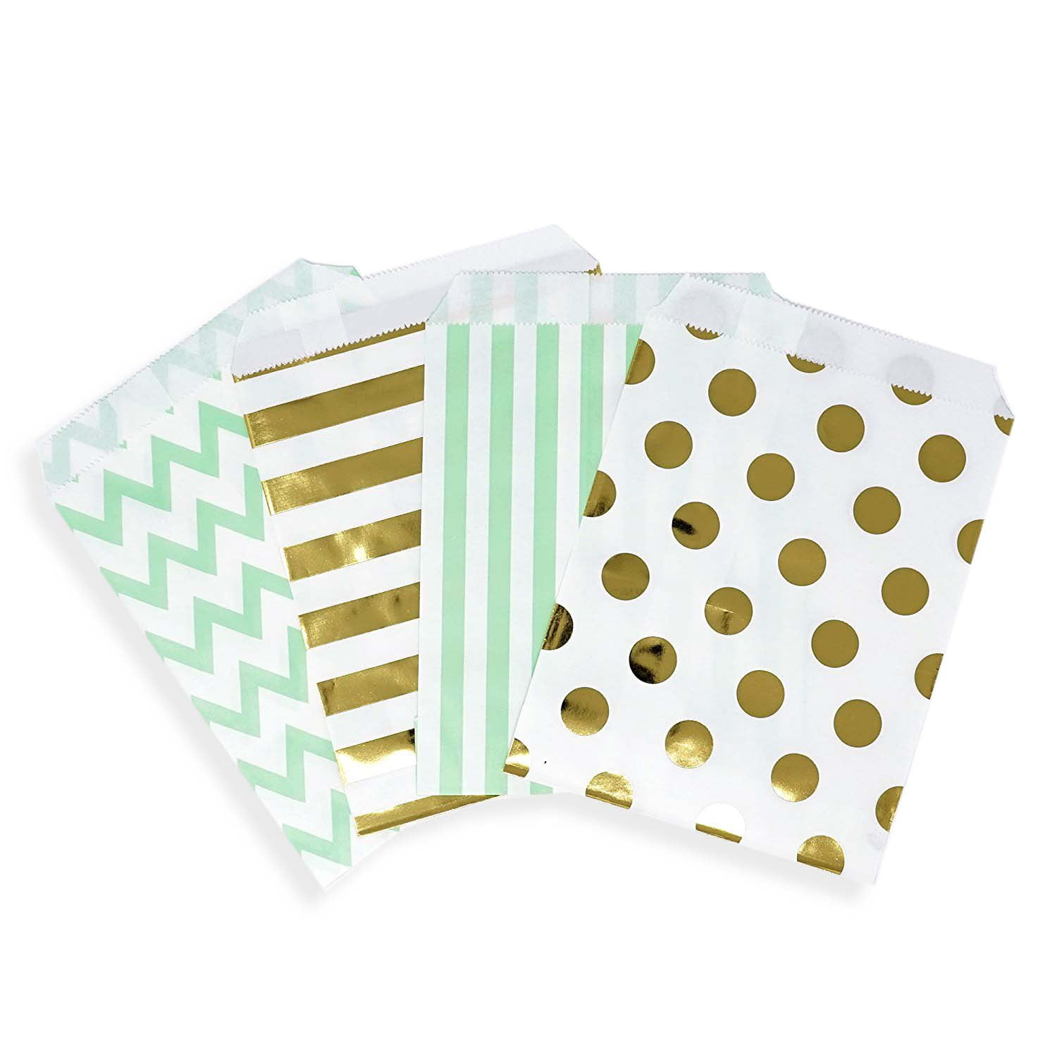 10 x Candy Polka Dot Stripe paper Sweet Gift Party bags Weddings Birthday 5x7" 