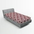 thumbnail image 2 of Ambesonne Art Deco Fitted Sheet, Lady Fan Motif Abstract, Twin Size, Maroon and White, 2 of 5