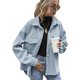 thumbnail image 1 of Chaqueta de Mezcla de Lana con Botones y Larga para Mujer, de Gran Tamaño Azul XL, 1 of 7