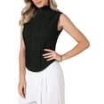 thumbnail image 4 of INSPIRE CHIC Sleeveless Mock Neck Tank Top for Women Textured Summer Business Casual Outfits Trendy Shirts L Black, 4 of 6