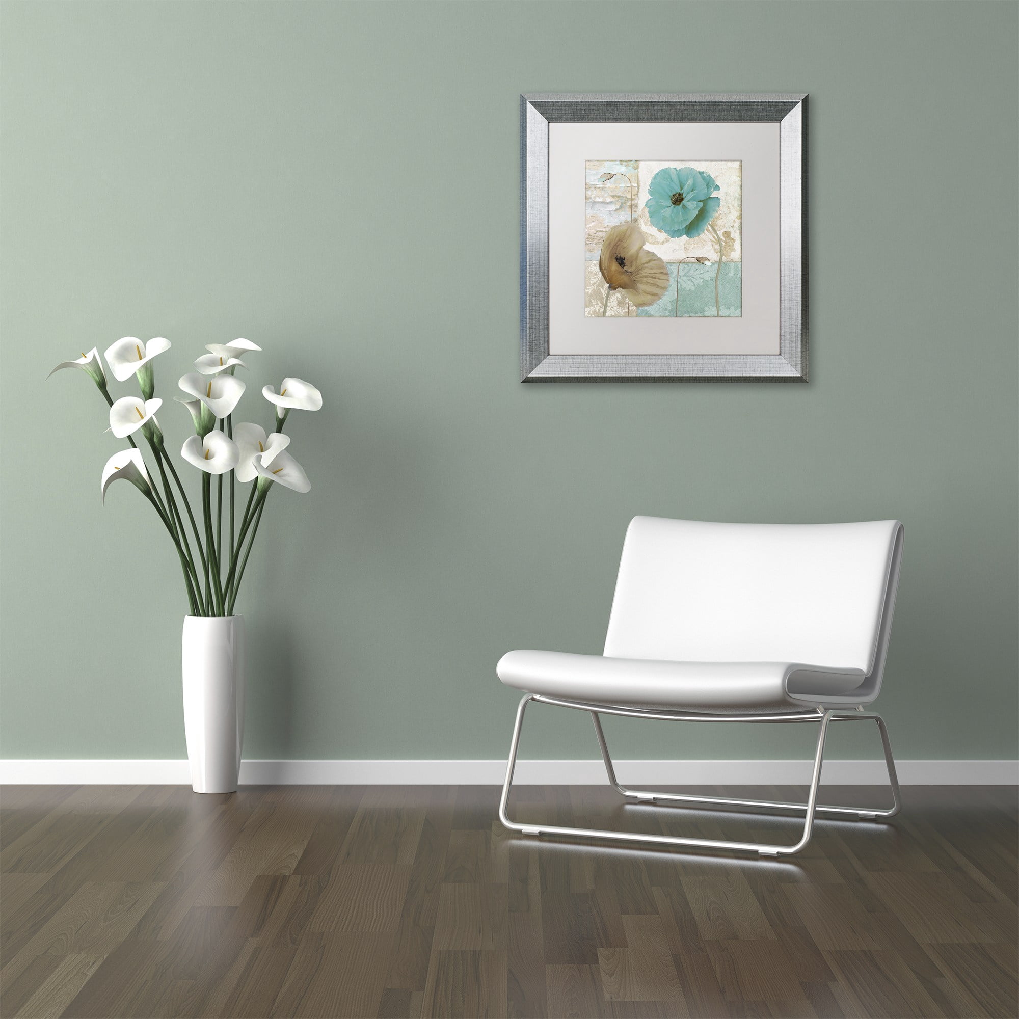 Trademark Fine Art "Beach Poppies IV" Canvas Art by Color Bakery White Matte, Silver Frame