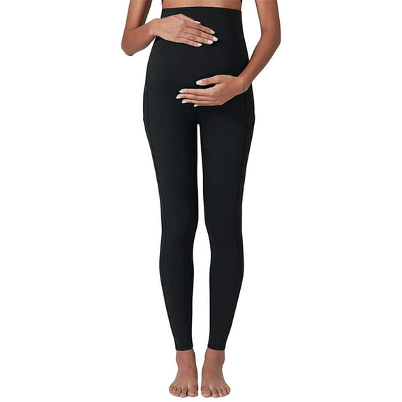 Women's Maternity Leggings Over The Belly Pregnancy Active Wear Athletic Soft Yoga Pants With Pockets