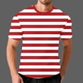 thumbnail image 7 of sckarle Big and Tall Men Oversized T Shirts Short Sleeve Striped Print Workout Shirt Loose Fit Crewneck Summer Tee Shirt Red,M, 7 of 7