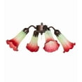 thumbnail image 4 of 19" Wide Seafoam/Cranberry Tiffany Pond Lily 4 Light Fan Light, 4 of 5
