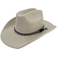 thumbnail image 2 of Cowboy Cowgirl Adjustable Mens Womens Hats Sun Shield Adult Hat Felt Sombrero Travel Western Outdoor US, Numeric, 6 1/2, 7 1/2, Off White/Crossstitched, 2 of 5