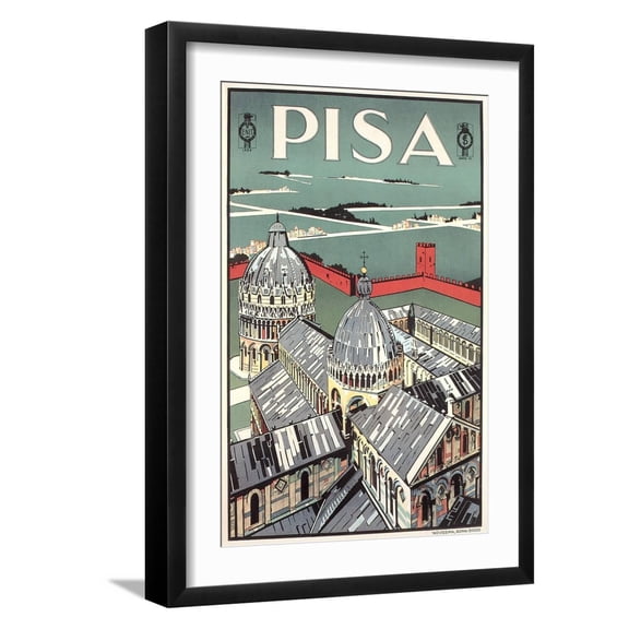 Art.com Travel Poster for Pisa Art Print, Black Frame Wall Art, 17" x 23"