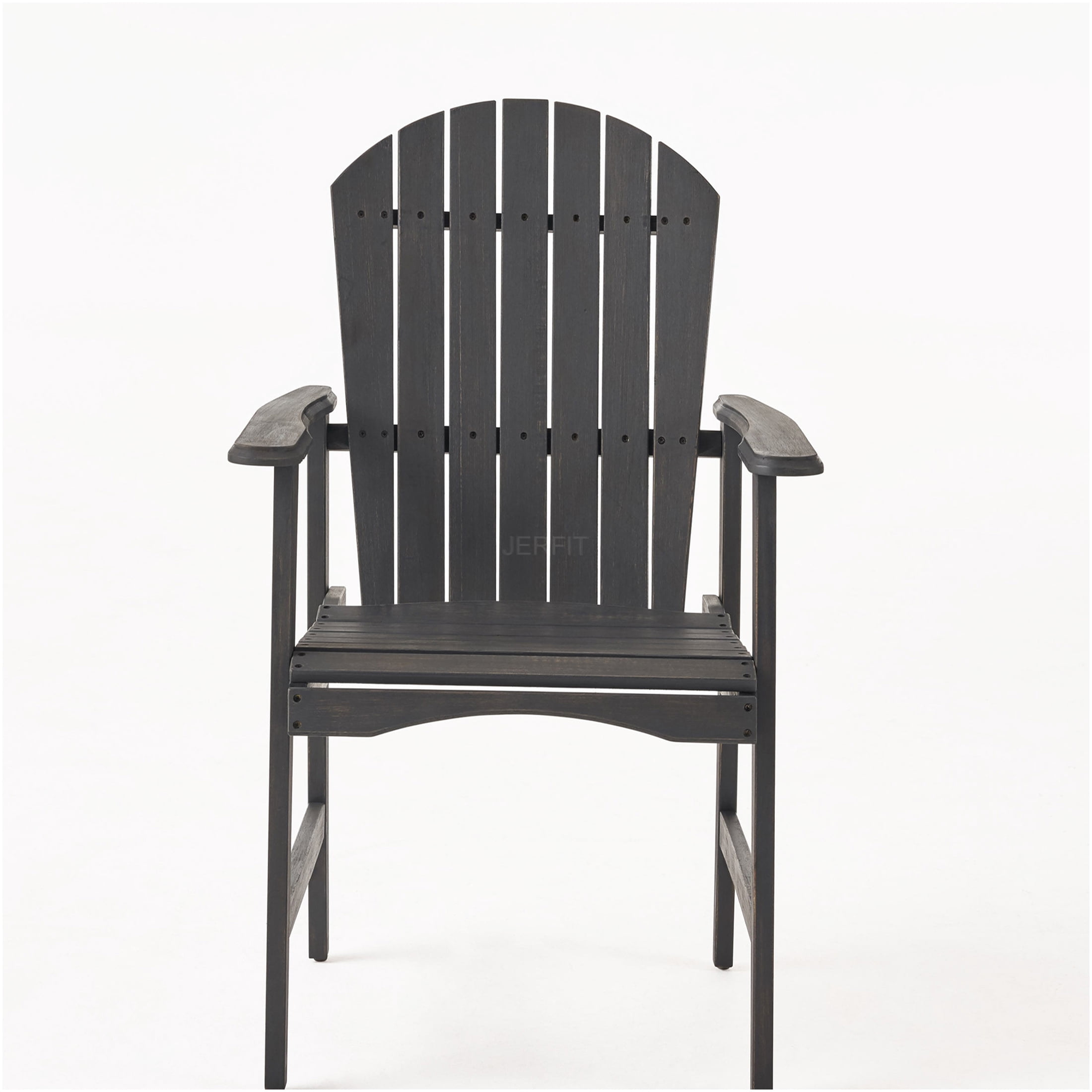 JERFIT 2-Pack Dark Gray Acacia Wood Adirondack Chairs for Outdoor Patio Dining, Weather-Resistant Hardwood Garden Seating Set