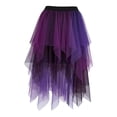 thumbnail image 2 of Women's Gothic Tulle Skirts Mesh Layered Asymmetrical Skirt Black Purple 4XL, 2 of 4