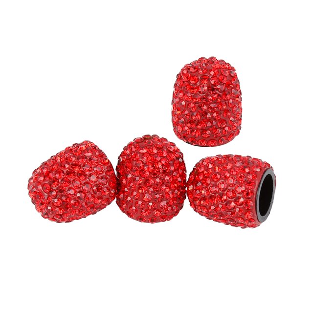 4uds Válvula Vástago Tapas Imitación Cristal Costosa Coche Accesorios Rojo