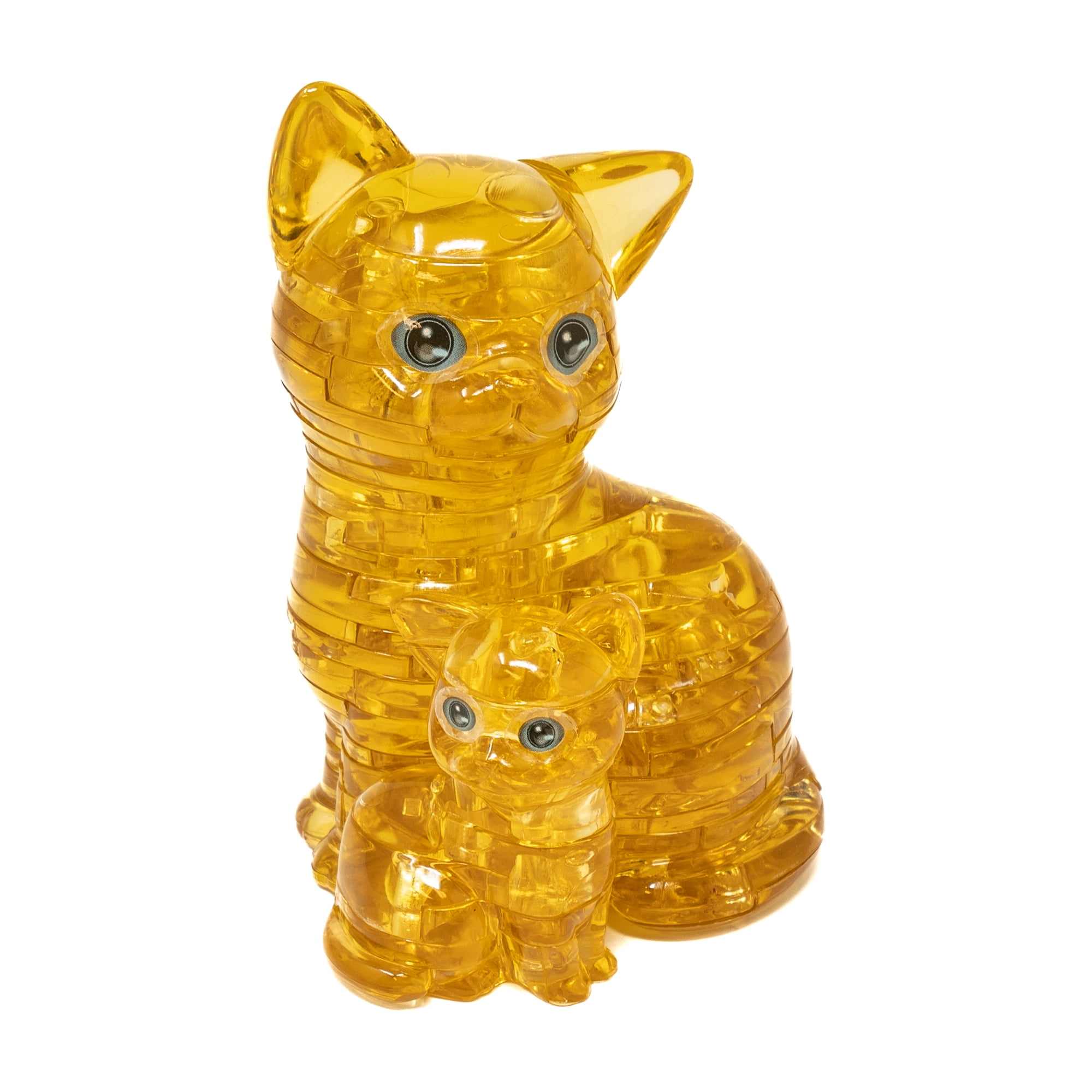 AreYouGame.com 3D Crystal Puzzle - Cat & Kitten (Gold): 49 Pcs