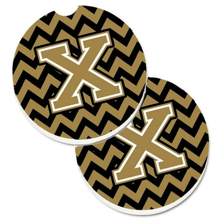 

Letter X Chevron Black & Gold Set of 2 Cup Holder Car Coaster