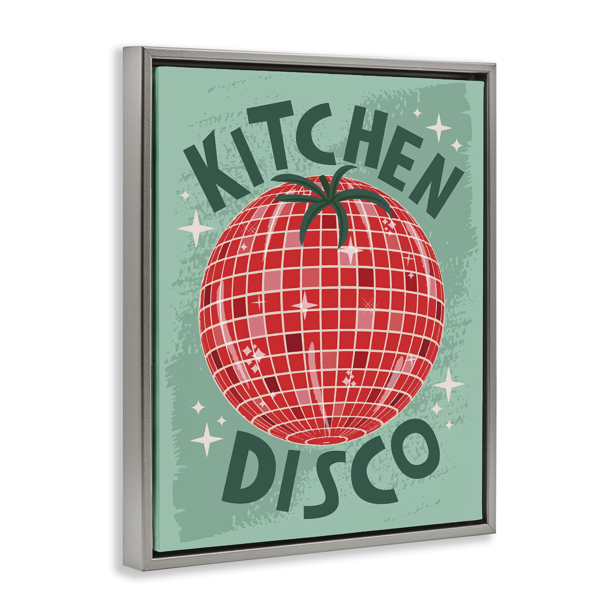 Stupell Industries Kitchen Disco Tomato Food & Beverage Painting Gray Floater Framed Canvas Art Print Wall Art, 17 x 21