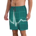 thumbnail image 2 of Zufioo ECG Wave for Men's Casual Beach Shorts, Sports Fitness Quick-drying Drawstring Shorts with Pockets for Home Wear-XX-Large, 2 of 6