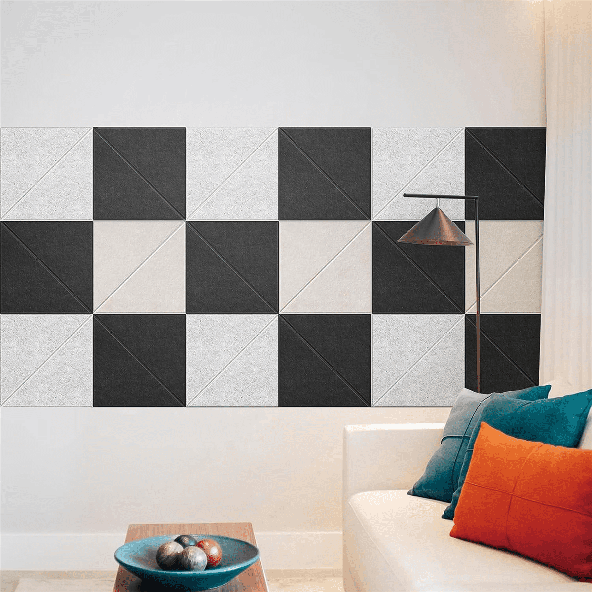 12 Pack Acoustic Panels, 12 X 12Inch Decorative Soundproofing Panels, Wall and Ceiling Acoustical Panels Silver Grey