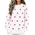 thumbnail image 2 of ISUHAZBO Womens Knit Pullover Sweater Polka Dot Crew Neck Long Sleeve Sweater Basic Casual Loose Fit Fall Winter Clothes XL, 2 of 7