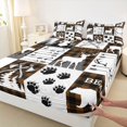 thumbnail image 3 of Feelyou Jungle Bear Deer Full Size Sheets, Brown Patchwork Plaid Bed Sheets, 4pcs, 3 of 7