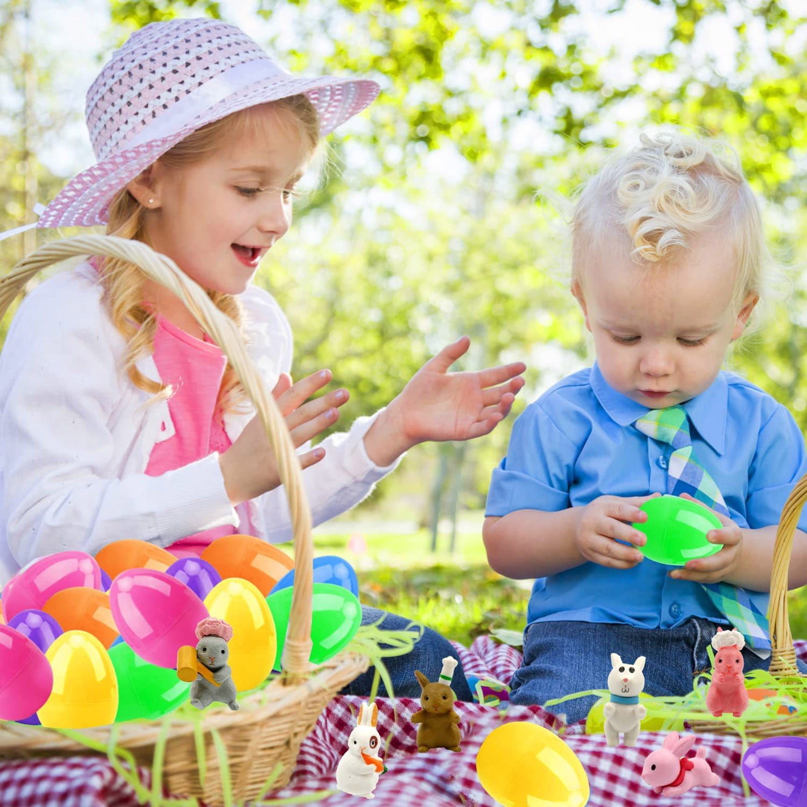 REZUOFI 36 Pcs Easter Eggs Filled with Bunny Toys for Easter Egg Hunt Party Favors and Basket Stuffers Holiday Celebration Activities
