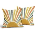 thumbnail image 2 of Sun Sunrise Pillow Covers 16X16 Inch Set of 2 Mustard Yellow Sunshine Sunset Boho Decorative Pillow Cases Colorful Rainbow Bohemian Cushion Case Retro Home Decor for Sofa Couch Porch Outdoor, 2 of 6