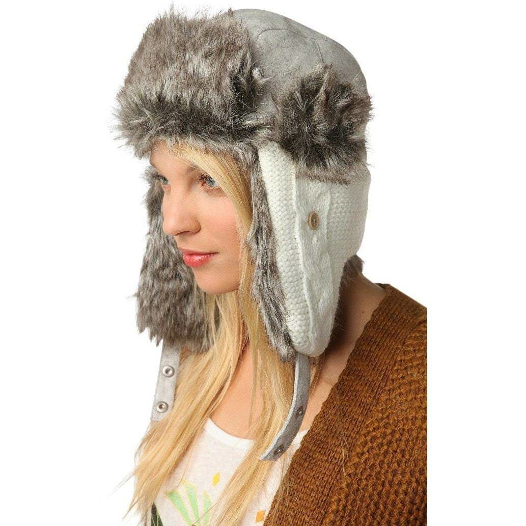 Urban Outfitters Wool & Faux Fur Knit Winter Trapper Aviator  display picture 1