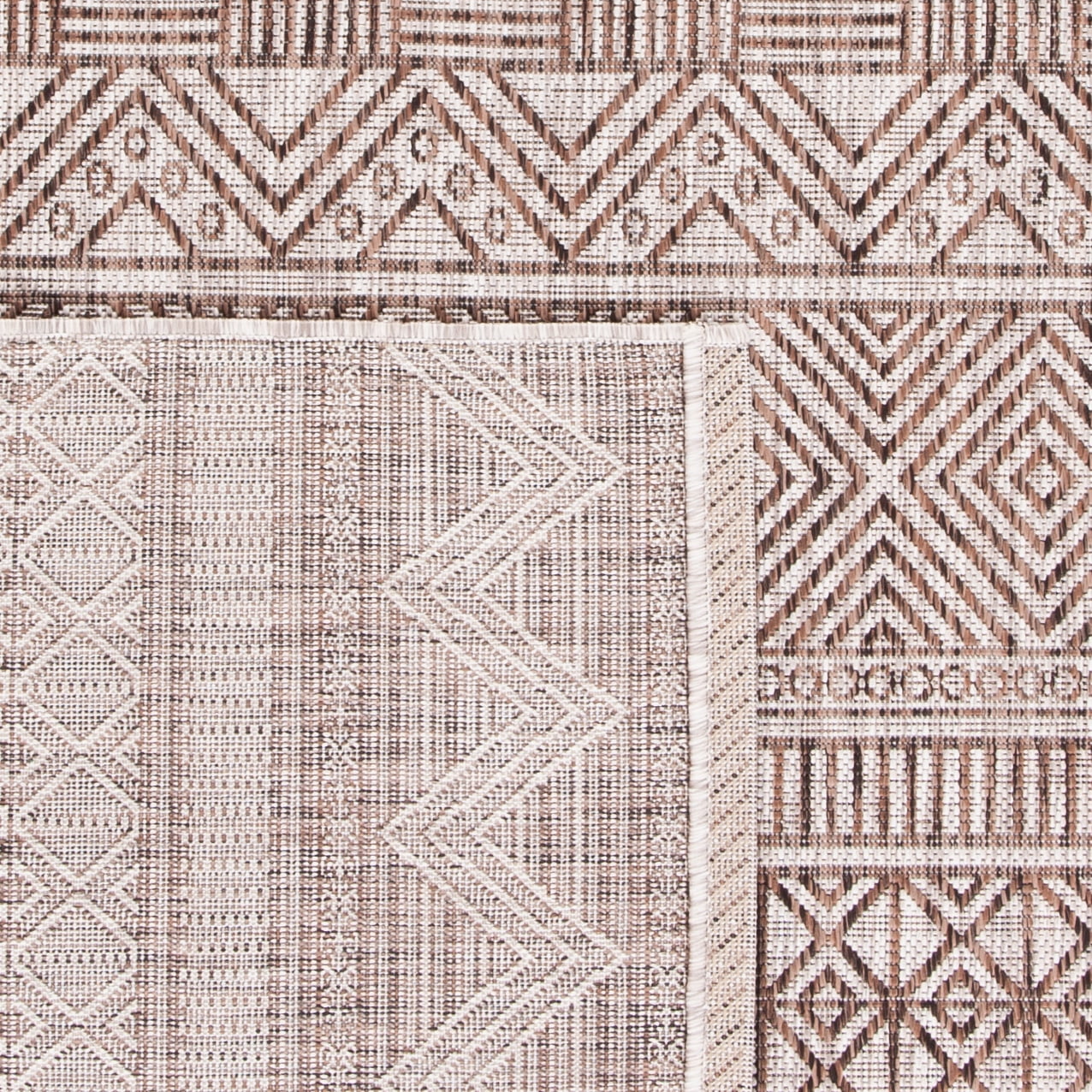 SAFAVIEH Courtyard Altan Geometric Indoor/Outdoor Area Rug, Grey/Brown, 6'7" x 6'7" Square