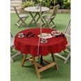 thumbnail image 3 of Outdoor Tablecloth with Umbrella Hole and Zipper, Red Christmas Round Table Cloth 54 Inch Waterproof Tablecloth, Santa Xmas Rustic Farmhouse Winter Picnic Table Cover for Patio Camping, 3 of 7