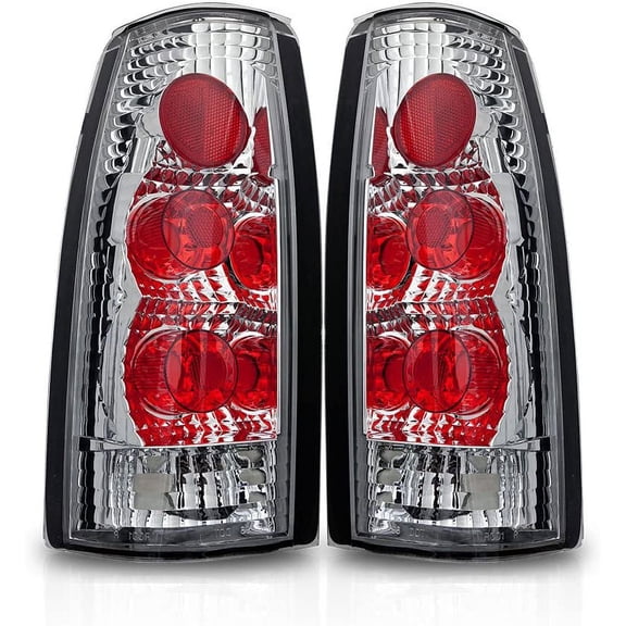 Halogen Chrome/Clear Lens Tail Lights Pair Set for 1992-1999 GMC Suburban