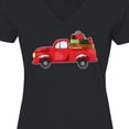 thumbnail image 4 of Inktastic Christmas Red Vintage Truck with Presents Women's V-Neck T-Shirt, 4 of 5