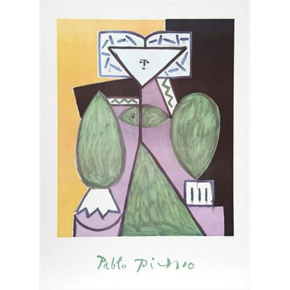 Pablo Picasso 14458 Femme en Vert et Mauve- Lithograph on Paper 29 In. x 22 In. - Green- Purple- Black- Green