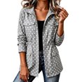 thumbnail image 3 of Tqcoqu Women's Polka Dot Oversized Jacket, Lapel Zip Up Casual Waterproof Coat with Multiple Pockets,Women's,Size S-XXXL, 3 of 8