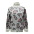 thumbnail image 7 of Lovskoo 2024 Sweaters for Women Turtleneck Lazy School Style Leopard Print Mock Neck Pullover Sweater Loose Long Sleeved Top Pink, 7 of 7