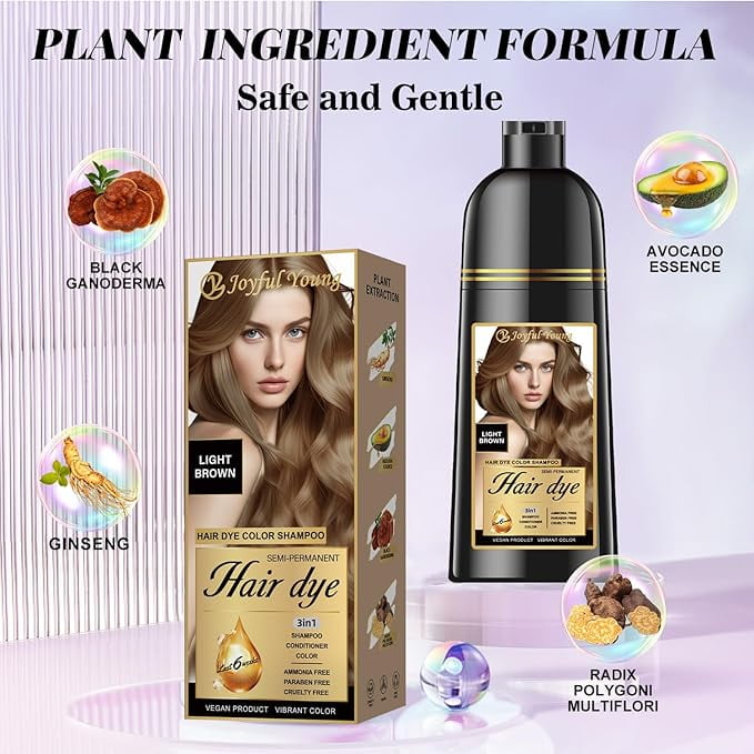 Joyful Young Natural Hair Dye Shampoo, Vegan Ammonia-Free, Gray