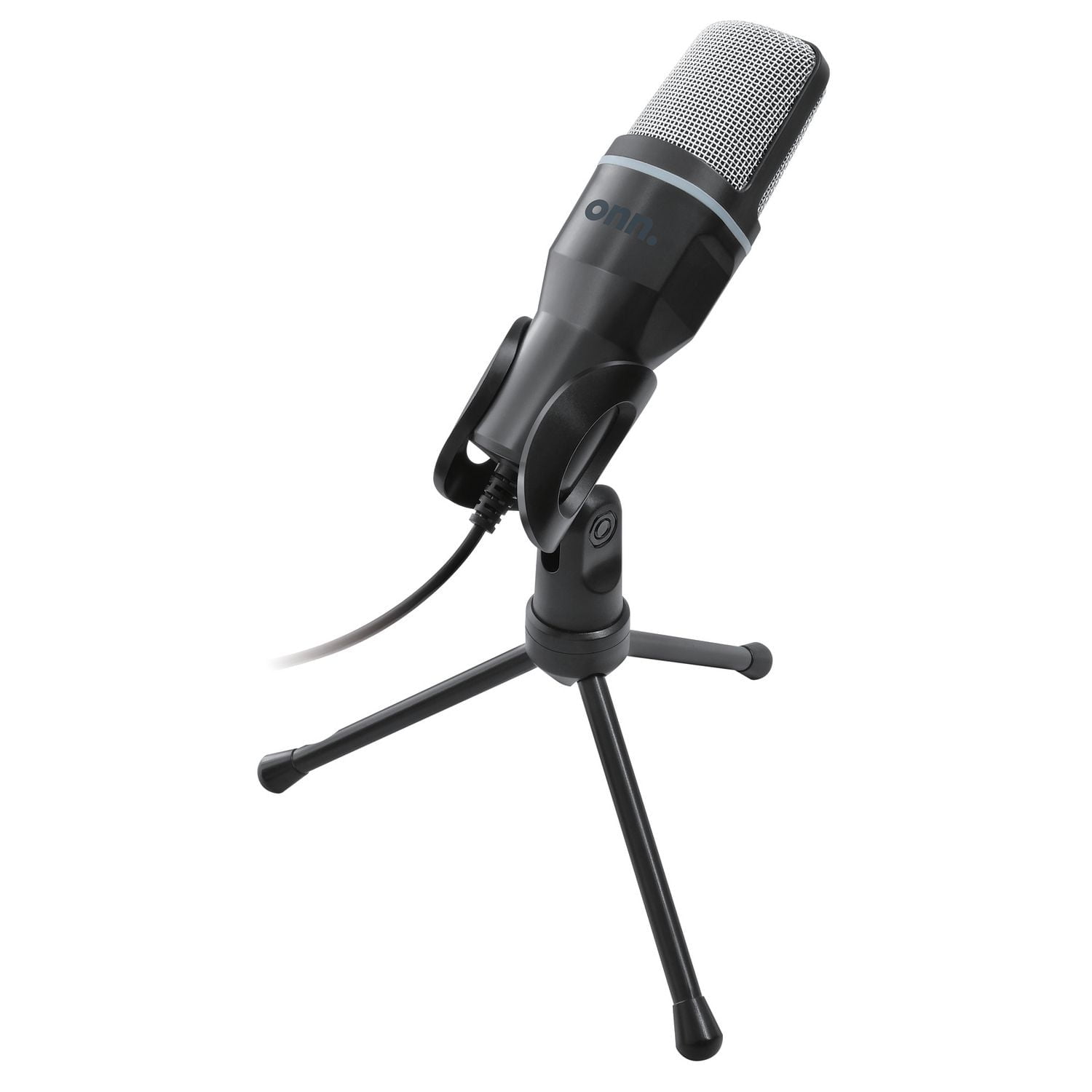 onn. Omnidirectional Computer Microphone with Adjustable Tripod, Plug and Play