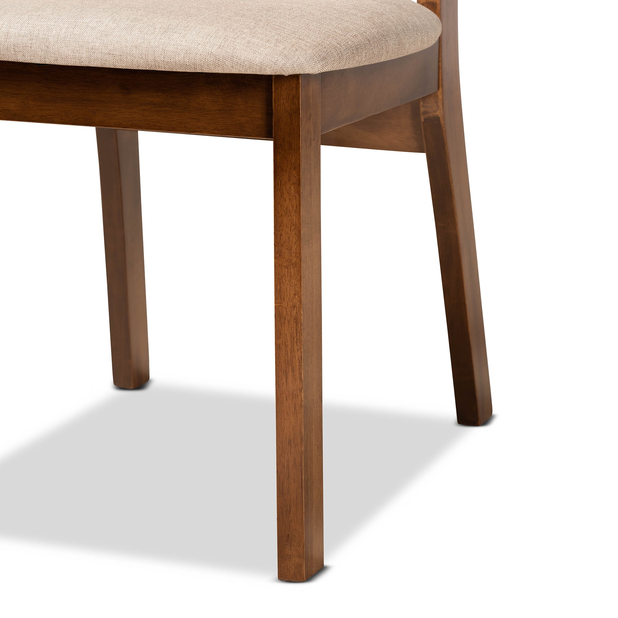 Baxton Studio Damara Mid-Century Modern Sand Fabric Upholstered and Walnut Brown Finished Wood 5-Piece Dining Set