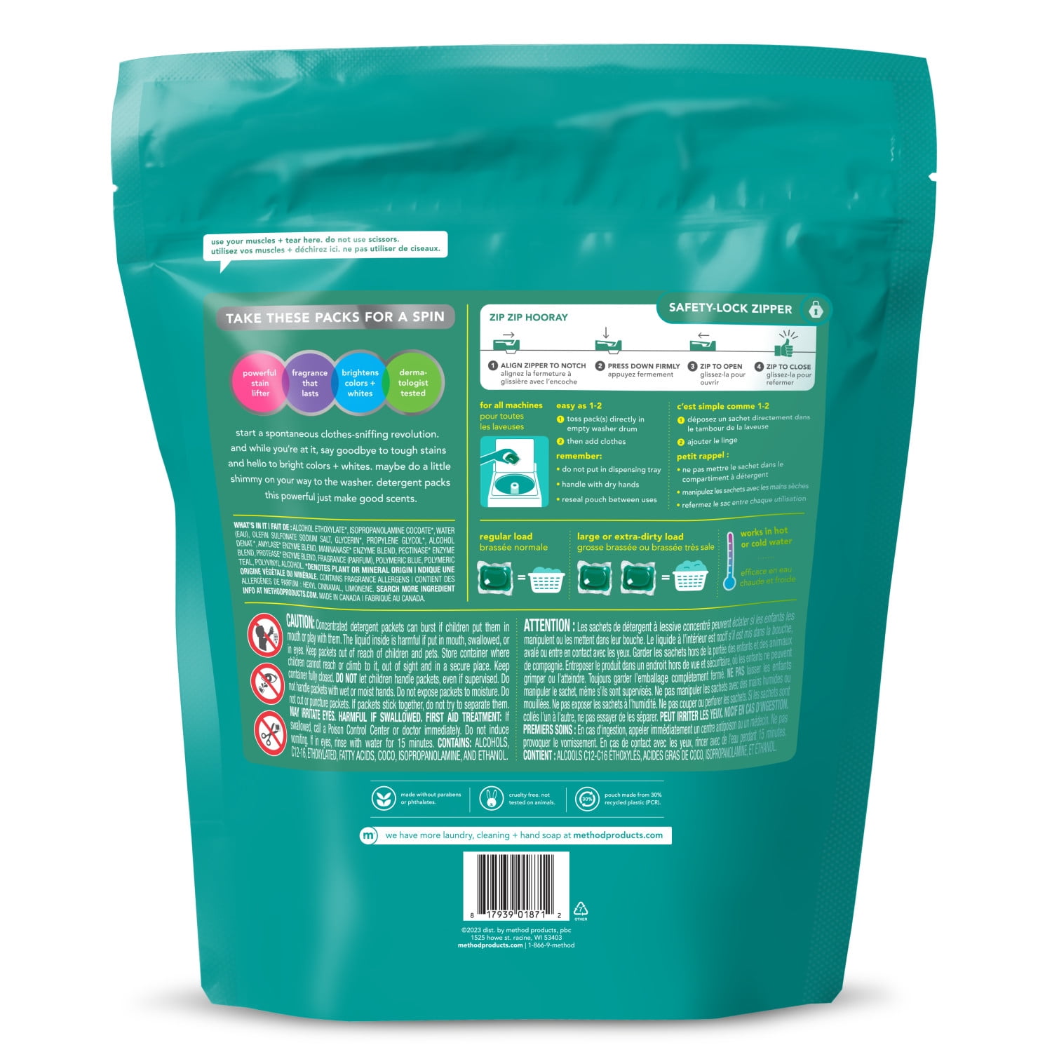 Method Laundry Detergent Packs, Beach Sage, 42 Count