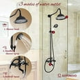 thumbnail image 4 of gotonovo Shower Faucet Set Oil Rubbed Bronze Shower System 8 Rain Shower 2 Double Knobs Handle Triple Function Tub Spout Shower Fixture Combo Unit Set, 4 of 4