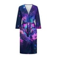 thumbnail image 3 of Yuyamidu Purple Butterfly Bathrobes for Women 3/4 Sleeve Robes Flower Kimono Robe Fashion Nightgown with Waist Belt Lightweight V Neck Sleep Dress Plus Size L, 3 of 7