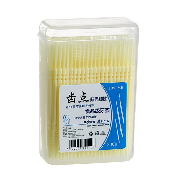 Fankiway 200Pcs Double-Head toothpicks, Disposable Plastic toothpicks for Teeth Cleaning, Interdental Brushes Oral Care Dentalpicks Dental Floss Dentist Set for Adults