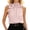 Pink, variant on Womens Halter Neck Petal Collar Top Off Shoulder Sleeveless T Shirt Slim Fit Solid Color Summer Lightweight Tees