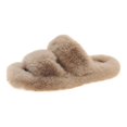 thumbnail image 4 of Women's Plush Slippers Soft Shoes Non Slip House Shoes Warm, Fashion with Two Band Open Toe Slides, Fuzzy for Girls Lady Women Indoor Outdoor 35, 4 of 8