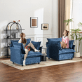 thumbnail image 3 of Ktaxon Chenille Accent Chair, Reading Chair with Thick Cushions, Oversized Club Sofa with Two Armrest Pillows for Home Office Blue, 3 of 10