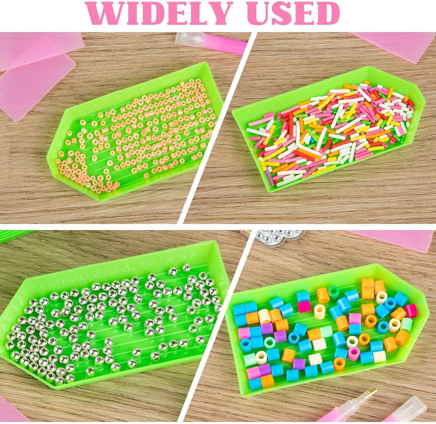 28PCS Plastic Diamond Painting Trays, Bead Sorting Trays, Diamond Painting Accessories and Tools for DIY Crafts(4.72 x 2.26 inches, Green)