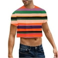 thumbnail image 2 of Shirts for Men Short Sleeve Round Neck Summer Leisure Print Crop Top Multicolor XL, 2 of 6