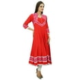 thumbnail image 3 of Bimba Classic Solid Maxi Dress Long Rayon Kurti Party Wear Indian Ethnic Kurta, 3 of 6