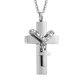 thumbnail image 1 of Colgante de crucifijo con diamantes de imitación, 2 cruces, delicado collar de cruz de acero Ti, regalo de plata, 1 of 5