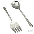 thumbnail image 5 of Elyon Seldon Reflective Silver Salad Serving Set Indian Artisan-Made Hostess Set Hand-Forged Stainless Steel 2 Pieces, 5 of 7