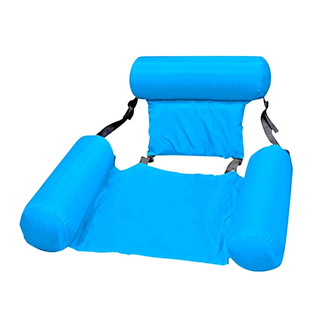 FLhrweasw Cama Flotante Piscina Inflable Water Longue con Respaldo (Azul Claro)