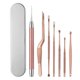 thumbnail image 1 of Pinzas para orejas de acero inoxidable con forma de espiral y forma de pala para orejas luminosas de oro rosa para bebés, 1 of 6