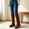 thumbnail image 2 of SERTGUTR Girls Slouch Knee High Boots, Pull On Tall Riding Boots with Low Heel, Soft Faux Suede Casual Shoes, Everyday School Party Fall Winter Boots(5-6 Years,28), 2 of 8