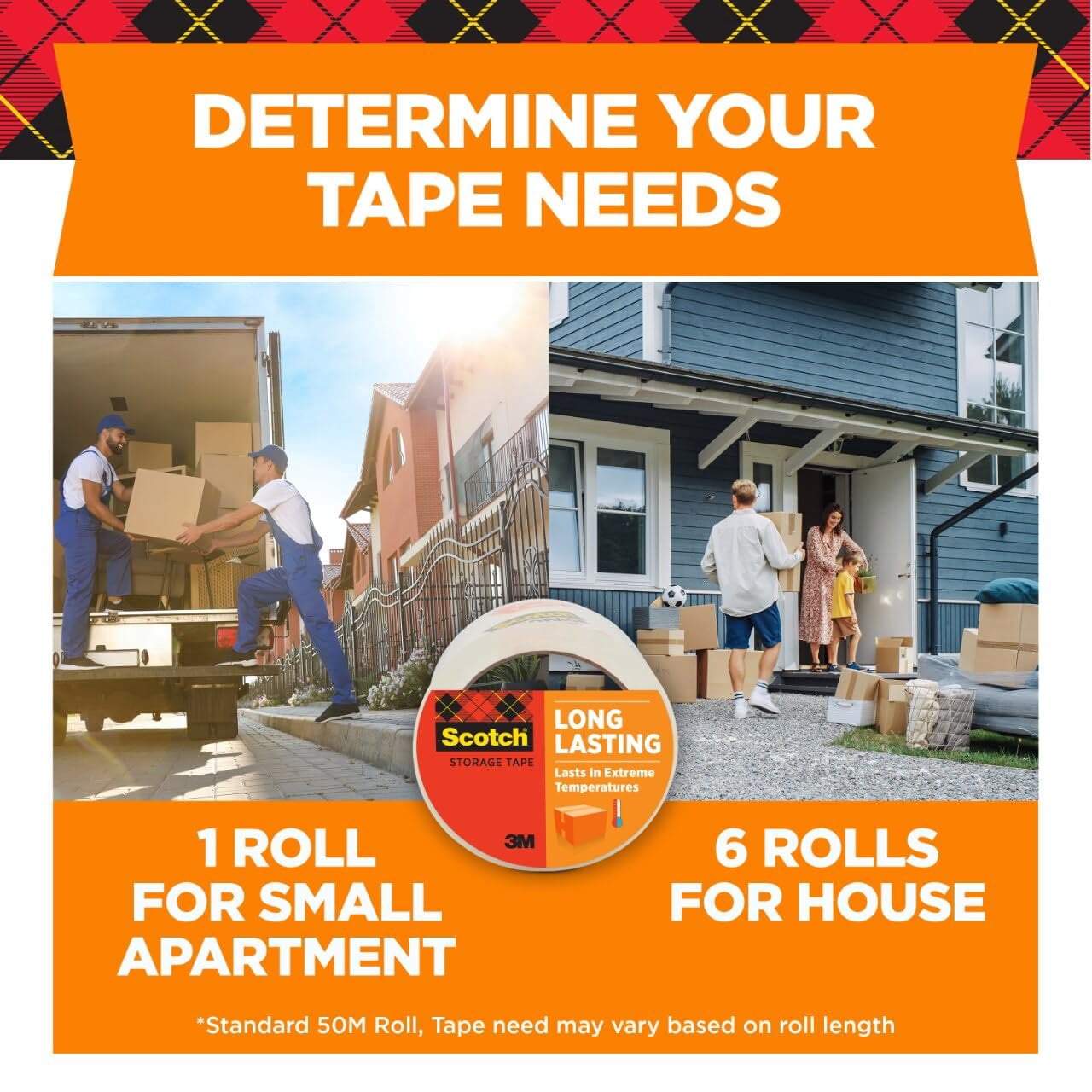 Scotch Long Lasting Storage Packing Tape, Clear, Storage Tape Withstands Extreme Temperatures, 1.88 in x 54.6 yd,3 Refill Tape Rolls
